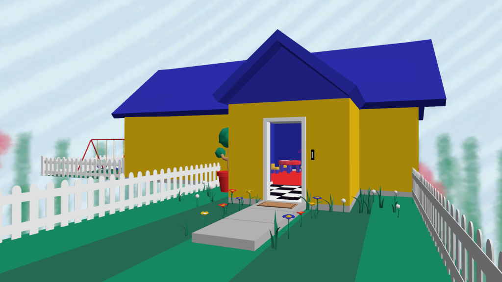 a simple house of primary colors